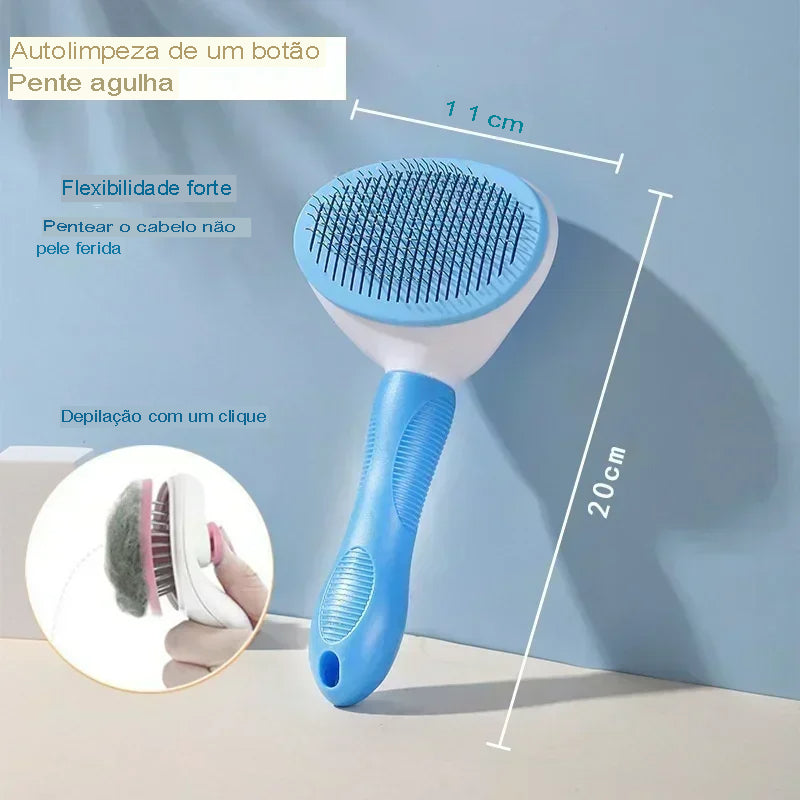 Escova removedor de cabelo em aço inoxidável para animais